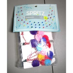 Spritz Garland Pom Poms on Yarn Line 3 Strands 72 inches long each 7 Colors